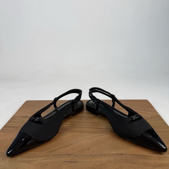 New Womens Sam Edelman Cecelia Black‎ Slingback Pointed Flats Shoes Size 7 M - Picture 3 of 8